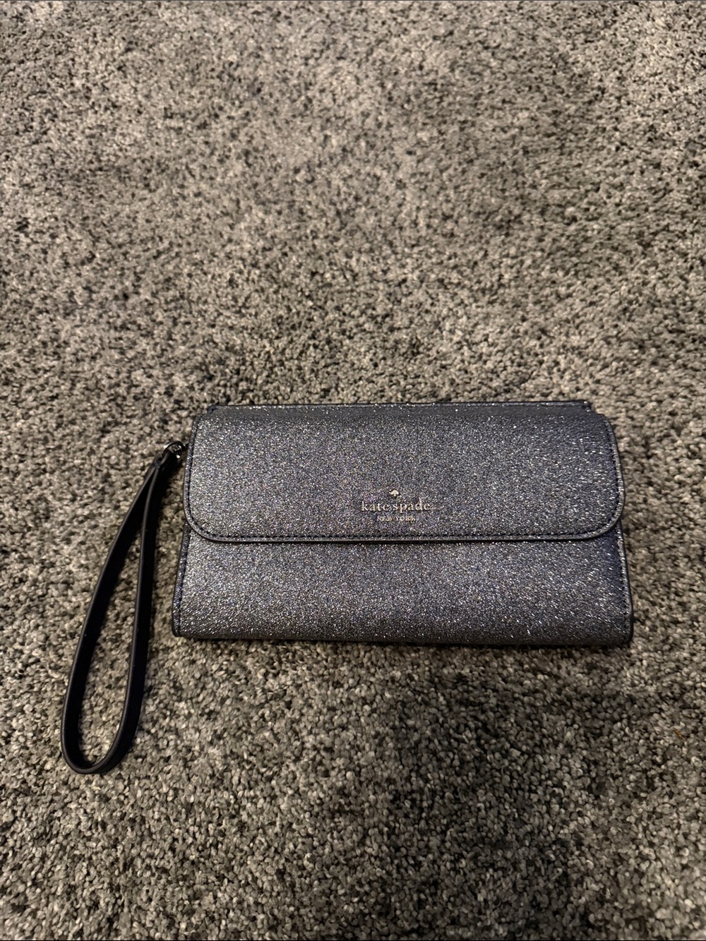 kate spade Glitter Wristlet Clutch in Sparkling Navy